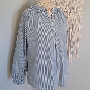 100% Cotton Long Sleeve Striped Blouse